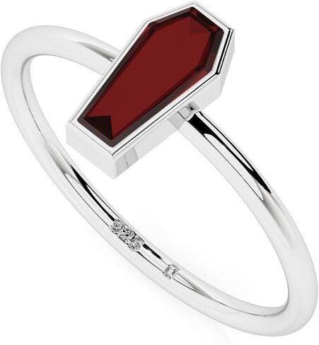 Coffin Shape Natural Gemstones Stackable Rings for Women in 925 Sterling Silver | Birthstone Jewelry Gifts for Her (Bezel-Set) in Saudi Arabia