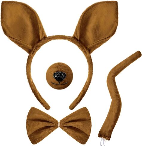 4 PCS kangaroo costume set kangaroo the bowtie tail tash for carnival mardi gras party cosplay in Kuwait