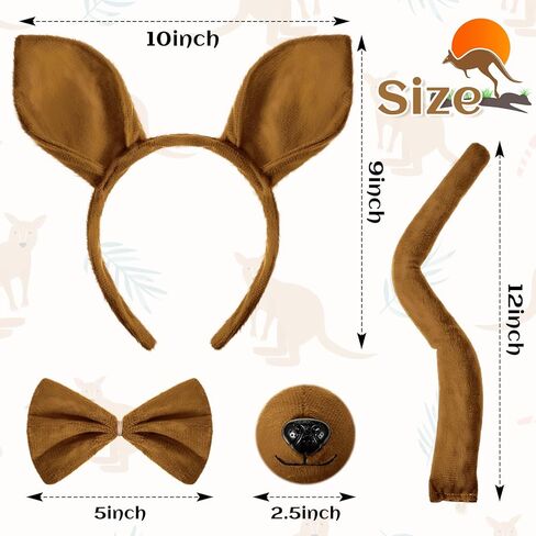 4 PCS kangaroo costume set kangaroo the bowtie tail tash for carnival mardi gras party cosplay in Kuwait