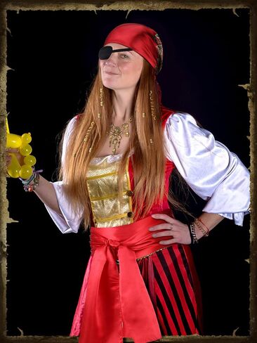 Remuuly 24 Pcs Pirate Costume Accessories Women Pirate Head Scarf Sash Belt Eye Patch Necklace Earring Snake Hair Accessory in Saudi Arabia