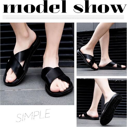 Men's Leather Platform Orthotic Slides Sandals Open Toe Comfort Arch Support Hollow Slip On Slippers Summer Lightweight Anti-Slip Soft Bottom Casual Walking Beach Sandals in Kuwait