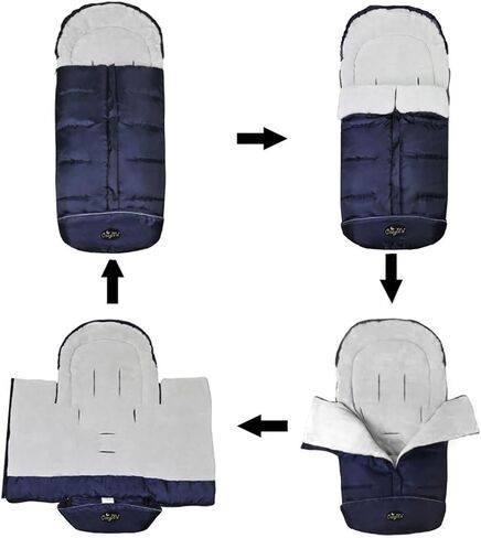 CozyMe 3 in 1 Winter Outdoor Tour Toddler Universal Stroller Sleeping Bag, Waterproof Footmuff, Length/Height/Temperature Adjustable Baby Bunting Bag, Black in Saudi Arabia
