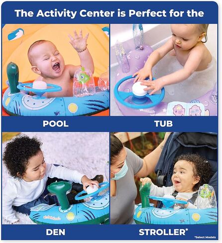 SwimSchool Deluxe Baby Pool Float with Adjustable Canopy - 6-24 Months - Baby Swim Float with Splash & Play Activity Center Safety Seat - Pink/Aqua in Kuwait