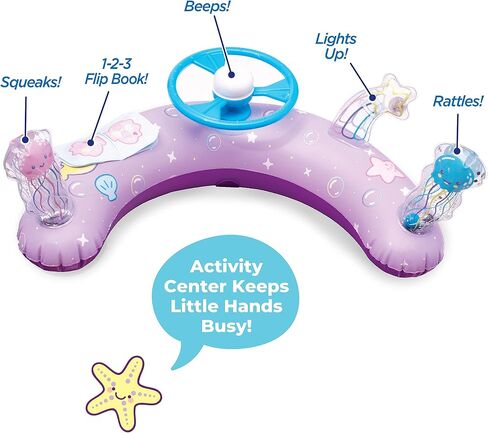 SwimSchool Deluxe Baby Pool Float with Adjustable Canopy - 6-24 Months - Baby Swim Float with Splash & Play Activity Center Safety Seat - Pink/Aqua in Kuwait