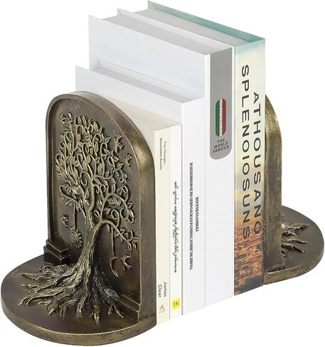 Tree of Life Vintage Heavy Bookends ، 2 Bookend Decorative Bookend فريدة من نوعها للأرفف أو خزانة الكتب ، ومكتب رف الكتب المضادة للانزلاق ، وهدايا للأم والأب in Kuwait