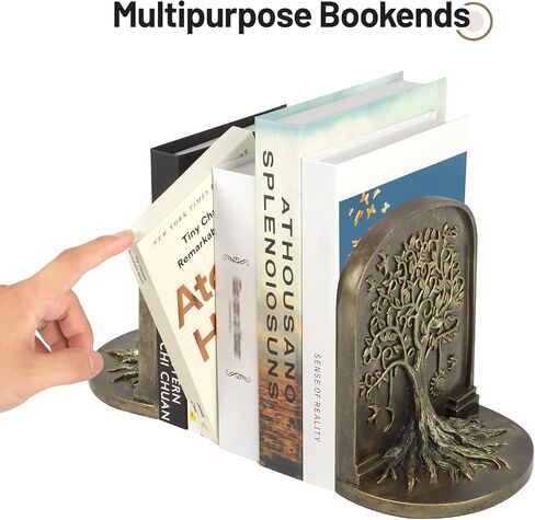 Tree of Life Vintage Heavy Bookends ، 2 Bookend Decorative Bookend فريدة من نوعها للأرفف أو خزانة الكتب ، ومكتب رف الكتب المضادة للانزلاق ، وهدايا للأم والأب in Kuwait