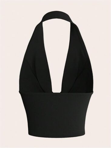 SOLY HUX Women's Cowl Neck Halter Neck Going Out Tops Open Back Sleeveless Y2k Crop Tank Top in Saudi Arabia