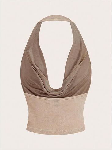 SOLY HUX Women's Cowl Neck Halter Neck Going Out Tops Open Back Sleeveless Y2k Crop Tank Top in Saudi Arabia