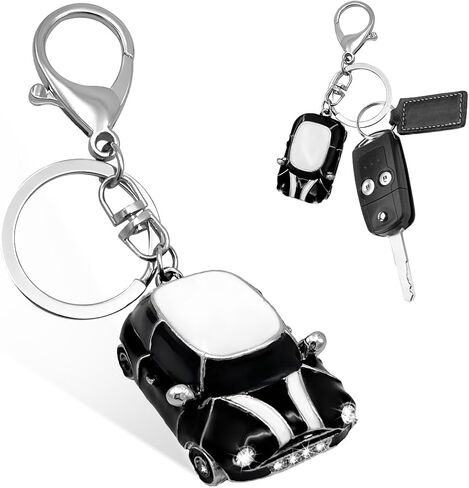 Car Key Chain, Rhinestone Detail 3D Cute Car Model Keychain, Mini Cooper Metal Key Chain with Ring, Car Accessories (Lake Blue) in Saudi Arabia