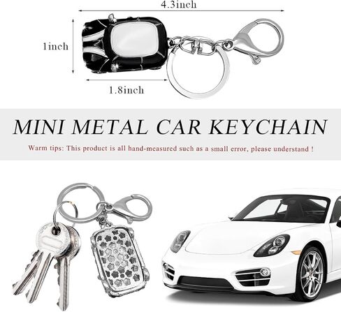 Car Key Chain, Rhinestone Detail 3D Cute Car Model Keychain, Mini Cooper Metal Key Chain with Ring, Car Accessories (Lake Blue) in Saudi Arabia