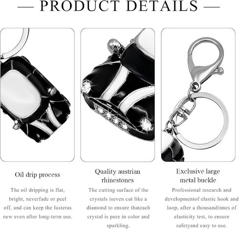 Car Key Chain, Rhinestone Detail 3D Cute Car Model Keychain, Mini Cooper Metal Key Chain with Ring, Car Accessories (Lake Blue) in Saudi Arabia