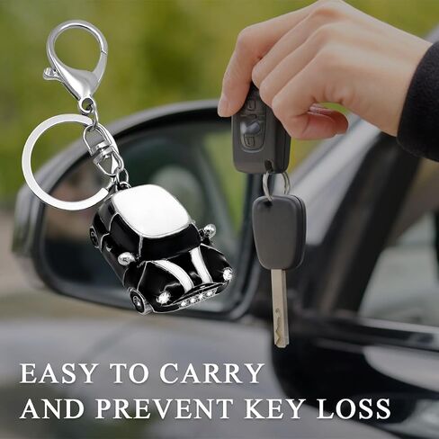 Car Key Chain, Rhinestone Detail 3D Cute Car Model Keychain, Mini Cooper Metal Key Chain with Ring, Car Accessories (Lake Blue) in Saudi Arabia