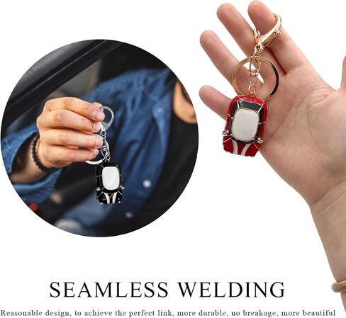 Car Key Chain, Rhinestone Detail 3D Cute Car Model Keychain, Mini Cooper Metal Key Chain with Ring, Car Accessories (Lake Blue) in Saudi Arabia
