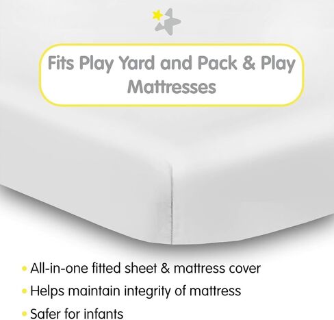 BreathableBaby All-in-One Fitted Sheet & Waterproof Cover for Mini Crib Mattresses 38" x 24" — 2-Pack — White — Durable & Shrink/Stretch Resistant — Safer Than Cotton & Muslin for Infants <12 Mos in Saudi Arabia
