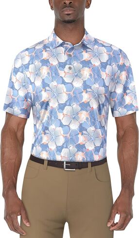 PGA TOUR MEN MENY SLEEVE PRINED GOLF POLO MOISTURE WICKING in Saudi Arabia