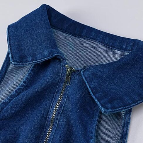 Denim Jumpsuit for Women Wide Leg Jean Rompers Sleeveless V-Neck One Piece Jean Jumpsuits Overalls in Saudi Arabia
