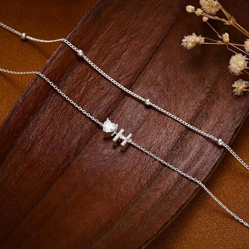 Love Heart Initial Silver Anklets for Women Waterproof Dainty Silver Plated CZ Anklet Trendy Fashion Jewelry Gifts for Women in Kuwait