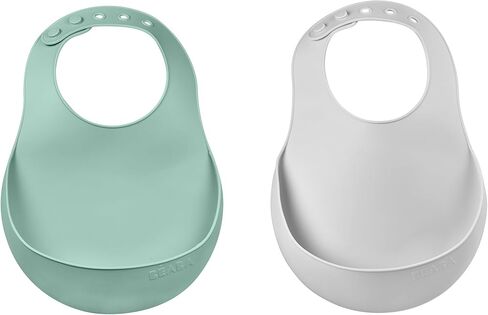 Beaba Silicone Baby Bib, Baby Bibs with Baby Food Catcher, Baby Boy Bibs Baby Girl Bibs, Baby Essentials for Feeding, 2 Pack in Saudi Arabia