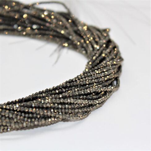 Lynxus faceted Pyrite Rondelle Natural Gemstone حبات صغيرة 1.5 × 2 مم لكل 15.5 بوصة in Saudi Arabia