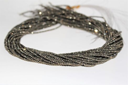 Lynxus faceted Pyrite Rondelle Natural Gemstone حبات صغيرة 1.5 × 2 مم لكل 15.5 بوصة in Saudi Arabia
