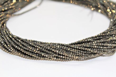 Lynxus faceted Pyrite Rondelle Natural Gemstone حبات صغيرة 1.5 × 2 مم لكل 15.5 بوصة in Saudi Arabia