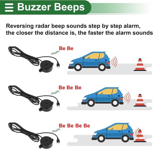 Motoforti Universal Auto Vehicle Reverse Backup Radar System Reverse Parking Sensors Distance Detection Black 2 Parking Sensors Alarm Buzzer Reminder in Saudi Arabia