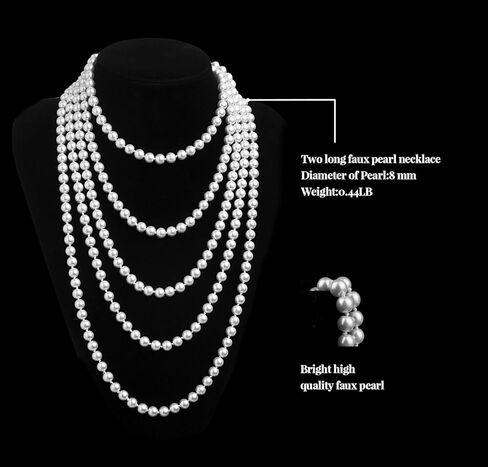 Cizoe 1920s Pearls Necklace Fashion Faux Pearls Gatsby Accessories Vintage Costume Jewelry Cream Long Necklace for Women in Kuwait