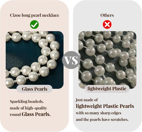 Cizoe 1920s Pearls Necklace Fashion Faux Pearls Gatsby Accessories Vintage Costume Jewelry Cream Long Necklace for Women in Kuwait