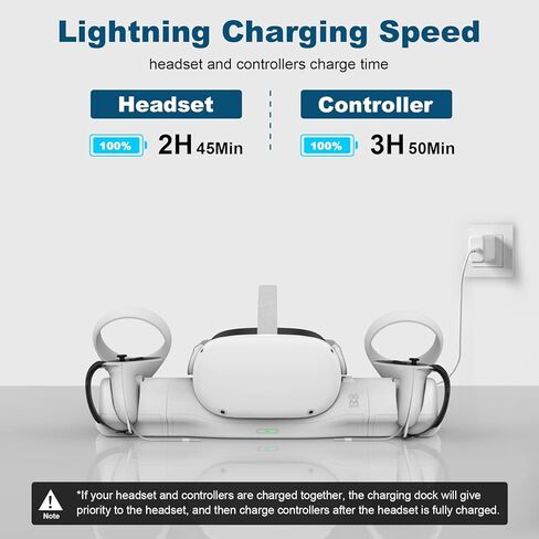 AMVR Upgraded Charging Dock for Meta/Oculus Quest 2, Headset Display Holder and Controller Mount Station, with Magnetic Charging, with Adjustable Wrist Strap Accessories, with 2 Rechargeable Batteries in Saudi Arabia