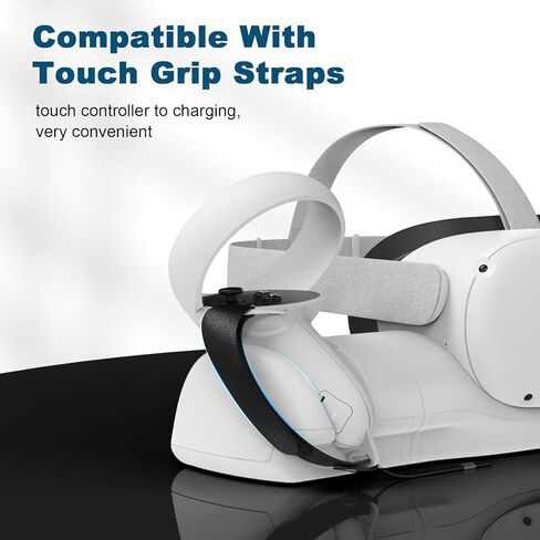 AMVR Upgraded Charging Dock for Meta/Oculus Quest 2, Headset Display Holder and Controller Mount Station, with Magnetic Charging, with Adjustable Wrist Strap Accessories, with 2 Rechargeable Batteries in Saudi Arabia