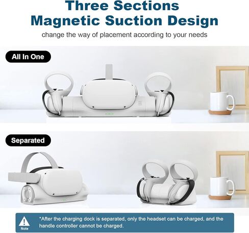 AMVR Upgraded Charging Dock for Meta/Oculus Quest 2, Headset Display Holder and Controller Mount Station, with Magnetic Charging, with Adjustable Wrist Strap Accessories, with 2 Rechargeable Batteries in Saudi Arabia