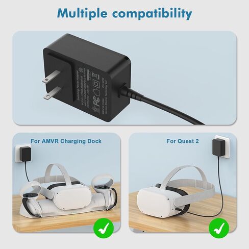 AMVR Upgraded Charging Dock for Meta/Oculus Quest 2, Headset Display Holder and Controller Mount Station, with Magnetic Charging, with Adjustable Wrist Strap Accessories, with 2 Rechargeable Batteries in Saudi Arabia