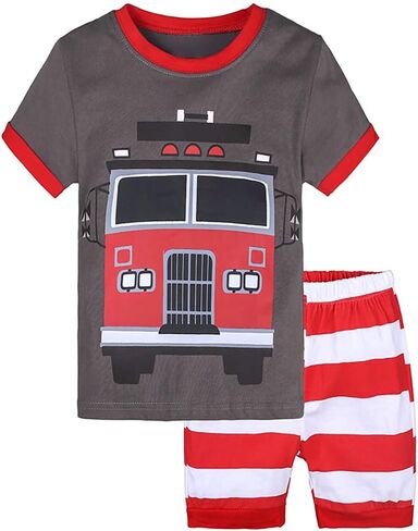 Boys Summer Pajamas Short Sleeve T-Shirts and Shorts Sleepwear Sets in Kuwait