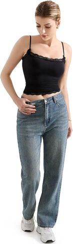 Suuksess Women Lace مزدوج المبطنة Camisole Top Spaghetti Strap Out Out Tank Top in Kuwait