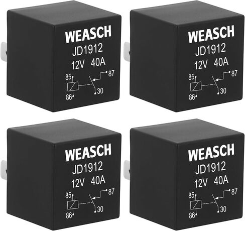 2 Pack JD1912 Relay Car Relay ، 12V 40a ، 4 Pin SPST ، مفاتيح السيارات والمبتدئين ، ترحيل ماء لدراجة نارية لجرار القوارب (2) in Kuwait
