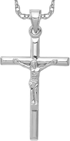 14k White Gold Lord Jesus Christ Crucifix Holy Cross Religious Pendant Charm Necklace Inri Latin Fine Jewelry For Women Gifts For Her in Kuwait