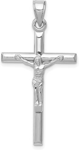 14k White Gold Lord Jesus Christ Crucifix Holy Cross Religious Pendant Charm Necklace Inri Latin Fine Jewelry For Women Gifts For Her in Kuwait