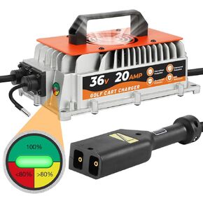 20 AMP 36 Volt EZGO TXT Golf Carts Battery Charger, Smart 36V Golf Cart Charger EZ go 36V Battery Charger for Lead-Acid Battery IP67 Waterproof 16 FT Cable EZ-go Charger 36 Volt for 1996 to Present