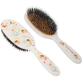 Rock & Ruddle Natural Mixed Boar Bristle Hair Brush for Women and Kids (Large 8.3") - Perfect for Wet or Dry Hair, Detangling Smoothing Blowdrying - Designed & Made in UK - White Shimmer Design in Saudi Arabia
