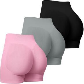 Coume 3 Pack Women Workout Impact Shorts 4.5" Scrunch Butt Lifting High Waisted Seamless Biker Athletic Gym Yoga Shorts