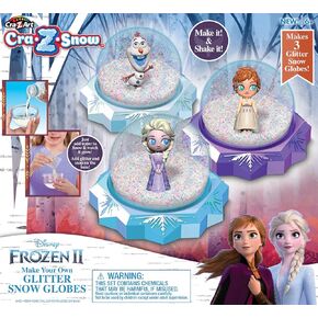 Disney Frozen II Cra -Z -Snow Make Your Glitter Snow Globes Kit - اصنع 3 كرات ثلجية مملوءة بريقًا - رائعة على مر العصور