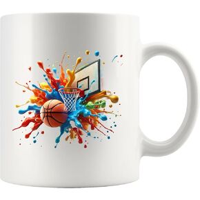 Basketball Tie Dye Color Splash Basketball Gifts For Coach Basketball Players Teammates Athletes Mugs For Brother Boyfriend Dad Husband Friend Ceramic Mug 11 oz White