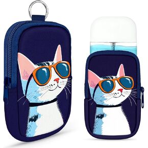 Hand Sanitizer Spray Case, Compatible with Touchland Hand Sanitizer Mist Spray, Portable Mini Pouch, Fashion Accessory Keychain with Snap Hook 1FL. OZ., Cat on the Sofa