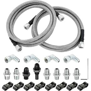 6AN 70" Transmission Cooler Hose Line Kit with Separator Clamp for GM Chevy, Transmission Cooling Lines Kit Compatible with Transmission TR6060 C5 C6 AOD 4L80E TH350 TH400 4L60E 700R4, 2pc
