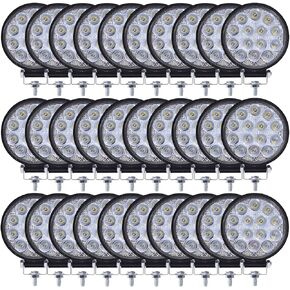 LED Light Bar MUVKQC 4.5" Round Work Light 42W 10000lm 12V 24V Spot LED Pods Off Road Fog Driving Roof Bar Bumper for Service ATV UTV Pickup Golf Cart,Hunters (4.5in round-42w-2pack)