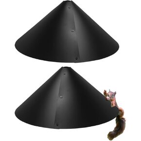 Squirrel Baffle for Bird Feeder Pole, 19-Inch Bird Feeder Squirrel Proof, Bird Feeder Baffle Guard, Pole Mount, Black (1 Pack with Replacement Baffles)