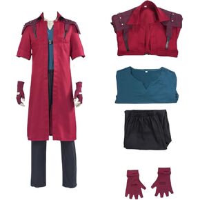 زي رجال Dante Cosplay Costume Halloween Devil Red Trench Coat Backing Pants