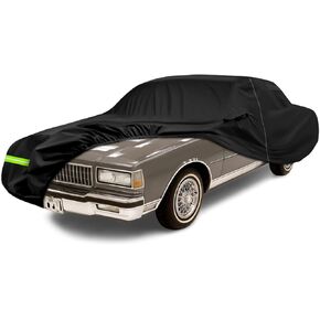 SAPUBK Waterproof Car Cover Compatible with 1977-1996 Chevy Caprice Coupe/Sedan, All Weather Classic Car Covers with Inner Cotton and Zipper Door for Snow Rain Dust Protection