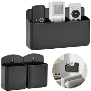 3 Pack Remote Control Holder Wall Mount, 2Pcs Small Remote Holder and 3 Slot Adhesive Wall Remote Holder, Tv Wall Remote Control Holder Pen Holder for Couch Bed Storage (Black) in Saudi Arabia