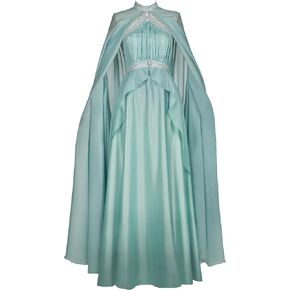 Renaissance Fairy Dress Elf Cosplay Dress Halter Vintage Medieval Costume with Detachable Cape